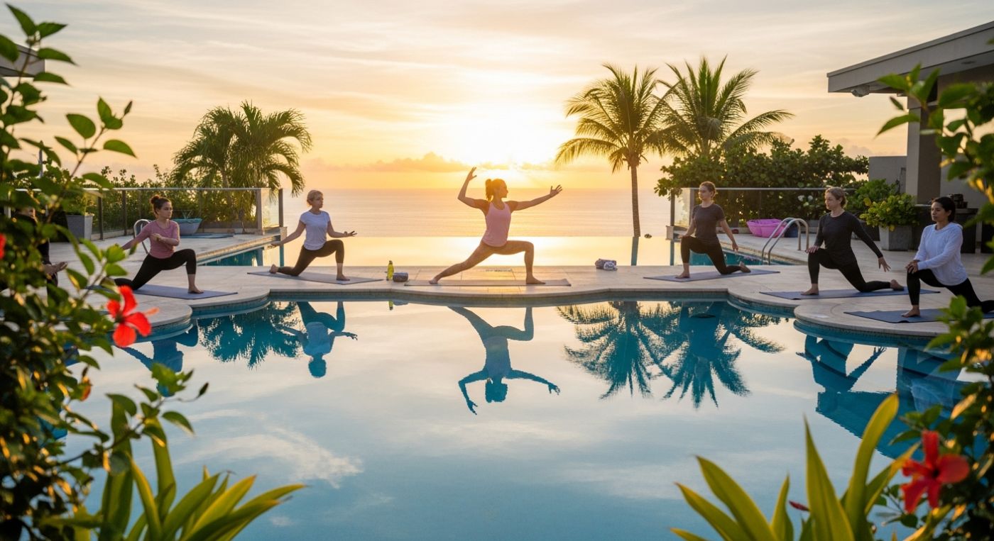 Morning Yoga by the Pool